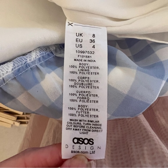 Blue & White Gingham Mini Dress - Picture 5 of 8